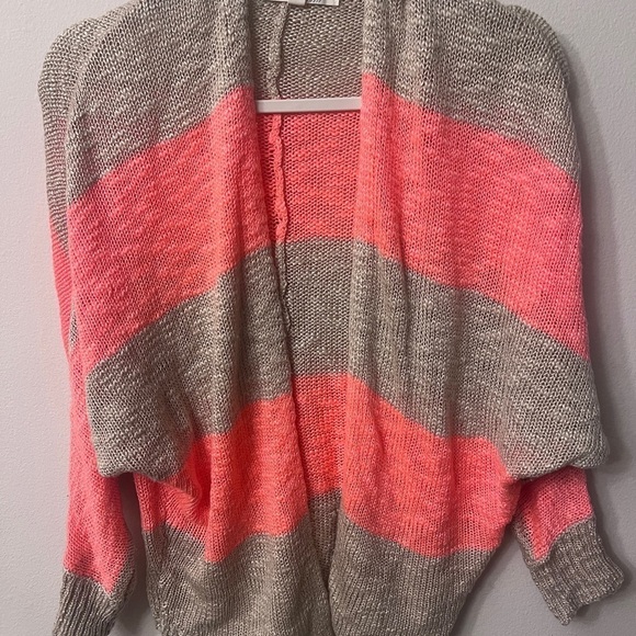 Pink Rose Cozy Cardigan in Pink and Tan bright colors 310 - Picture 7 of 7